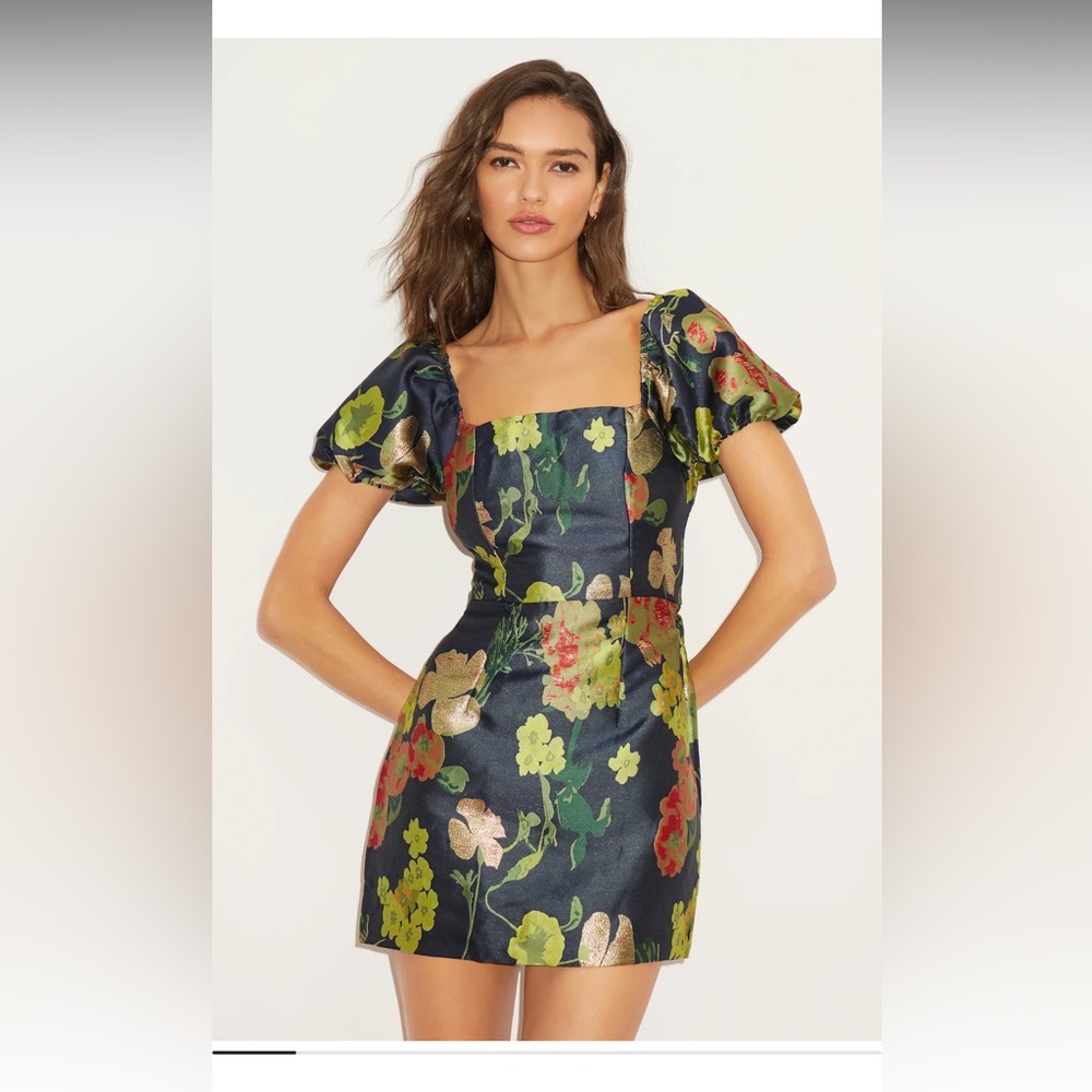 Floral Puff Sleeve Dress - Multicolor